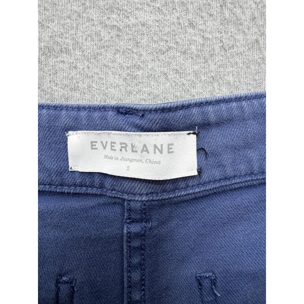 Everlane Pants Womens 2 Blue Wide Leg Cropped Twill Chino Stretch Pockets Casual - Picture 6 of 9